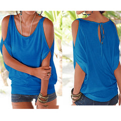 Slit sleeve casual T-shirt - Zowpi