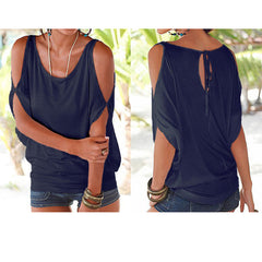 Slit sleeve casual T-shirt - Zowpi