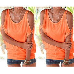 Slit sleeve casual T-shirt - Zowpi