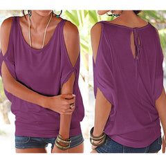 Slit sleeve casual T-shirt - Zowpi