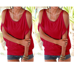 Slit sleeve casual T-shirt - Zowpi