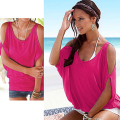 Slit sleeve casual T-shirt - Zowpi