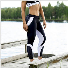 Slim black white elastic leggings - Zowpi