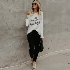 Long sleeve shoulder off T-Shirt - Zowpi