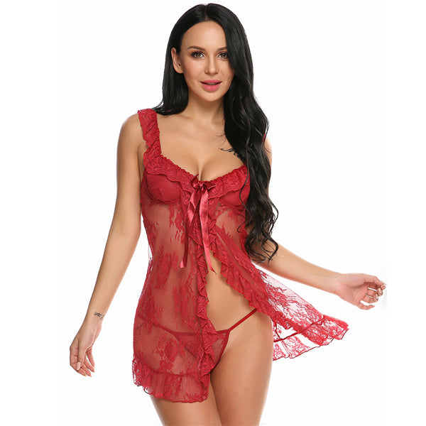 Women's open front lace hot lingerie - Zowpi
