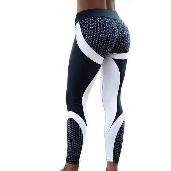 Slim black white elastic leggings - Zowpi