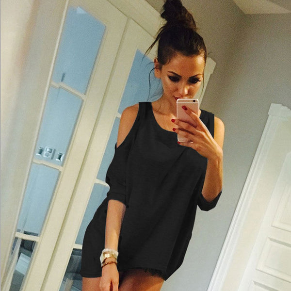 Sexy shoulder off casual shirt - Zowpi