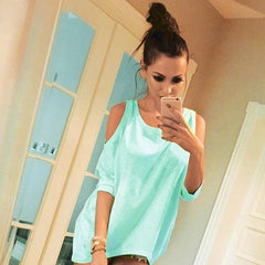 Sexy shoulder off casual shirt - Zowpi