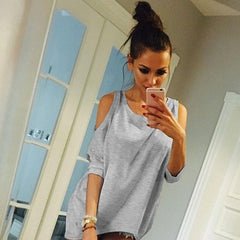 Sexy shoulder off casual shirt - Zowpi