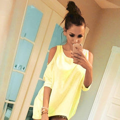 Sexy shoulder off casual shirt - Zowpi