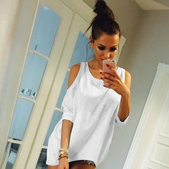 Sexy shoulder off casual shirt - Zowpi